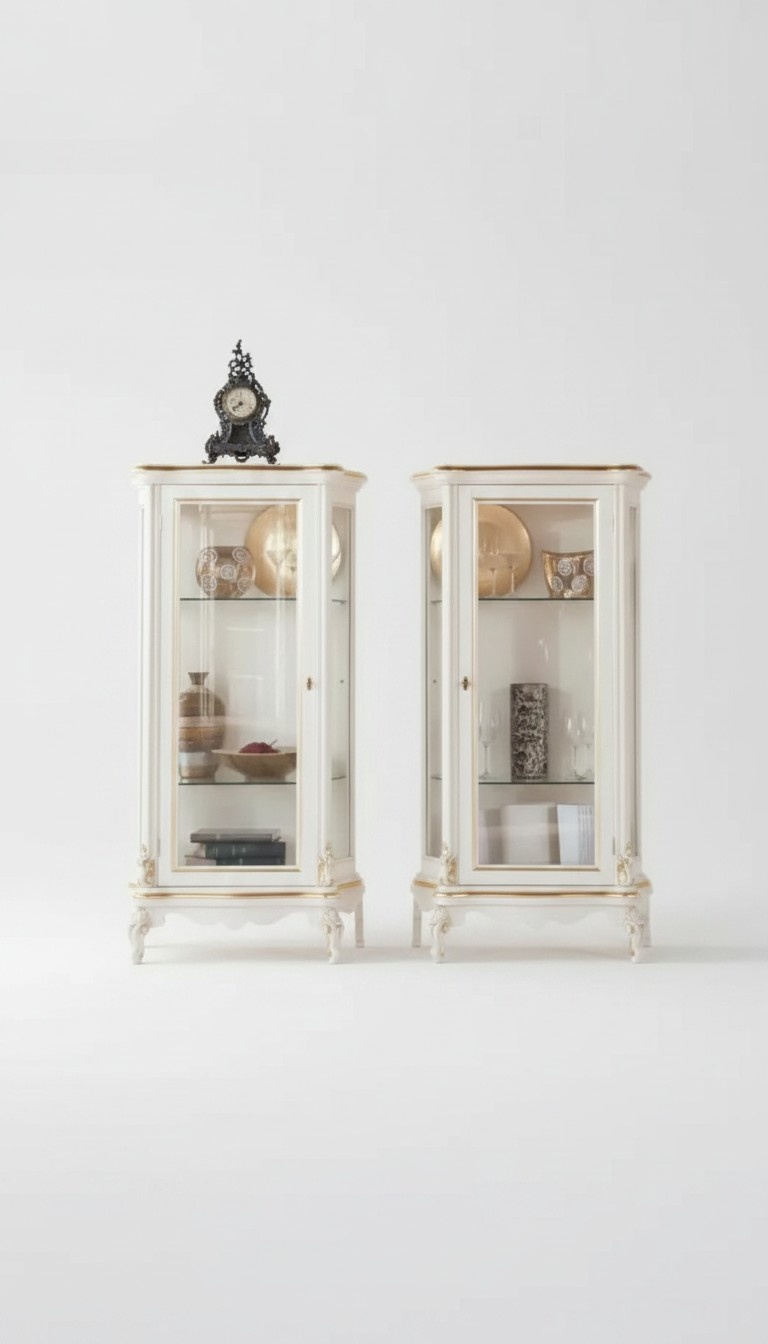 Holzvitrine Hochwertige Vitrine Klassisches Möbel Design Weiß Vitrinen