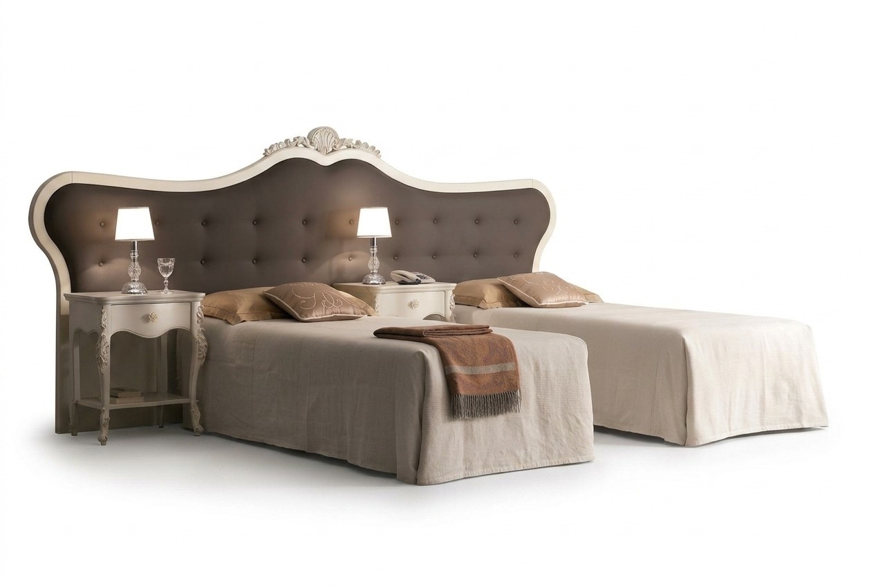 Hotel Einrichtung 2x Betten + Nachttisch Design Moderne Luxus Möbel 3tlg. Set