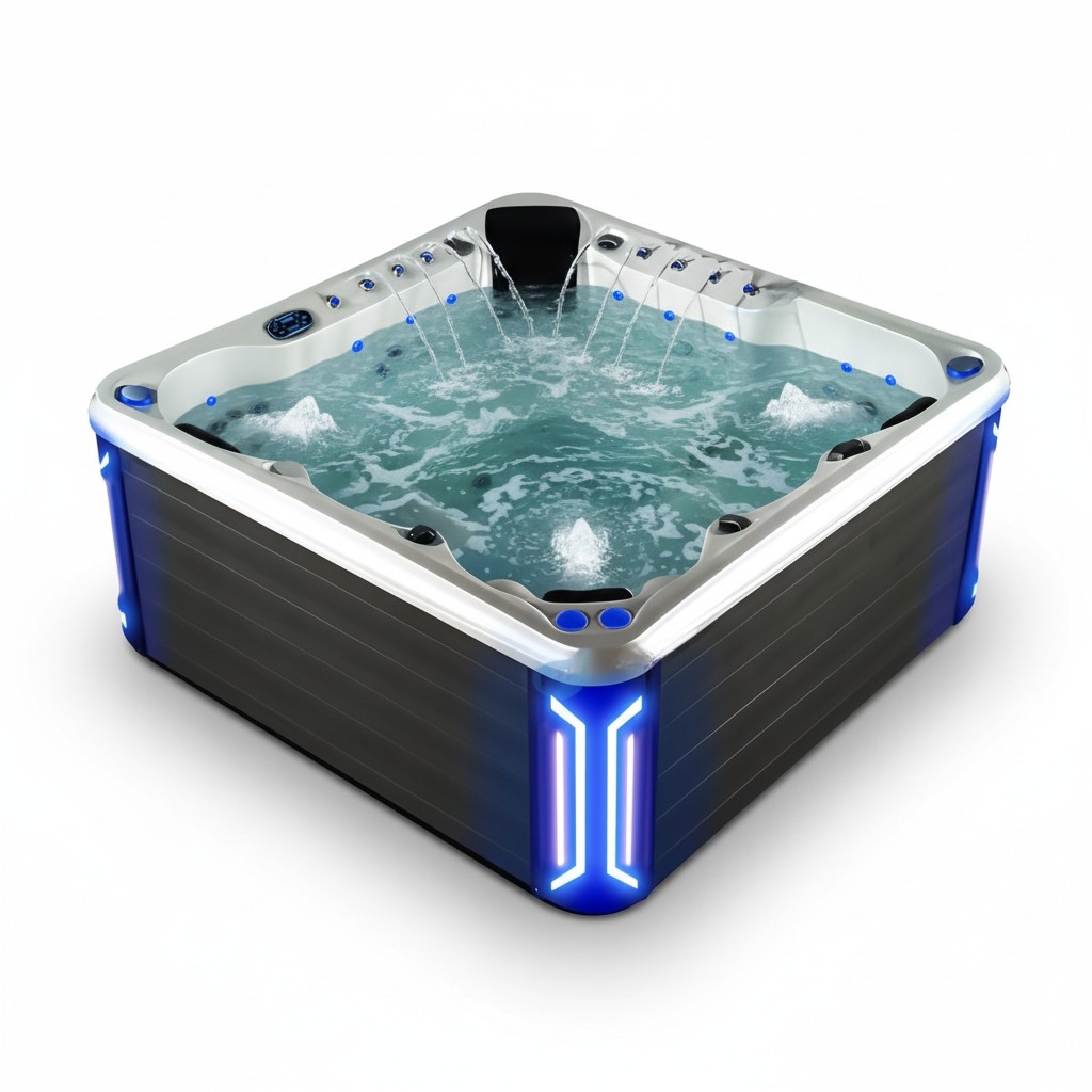 Hydromassagewanne Whirlwanne Whirlpool Massagebad Warmwasserbad 200x200cm