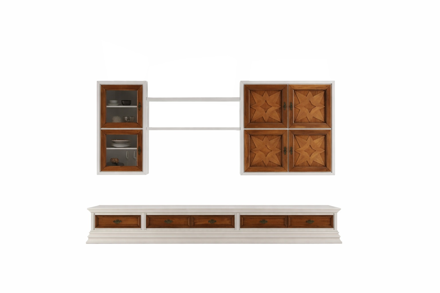 Italienische Holz Möbel Designer Anrichte Wohnwand Wohnzimmer Schrankwand