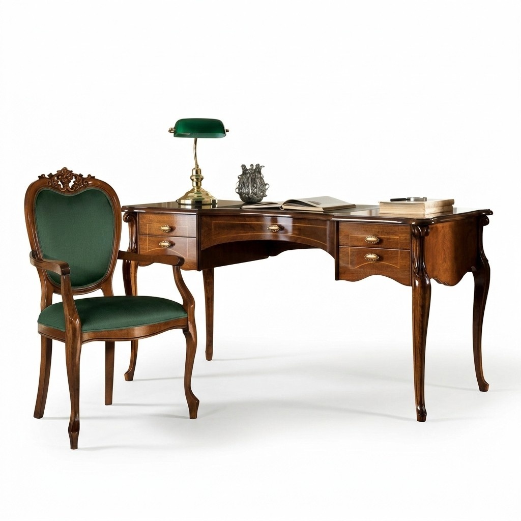 Italienische Klassisches Holz Möbel Luxus Design Schreibtisch Büromöbel Stil Barock Neu