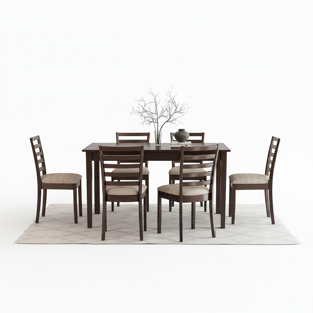 Italienische Möbel Designer Holz Tisch Sitz Polster Ess Zimmer 6x Stuhl 7tlg Neu