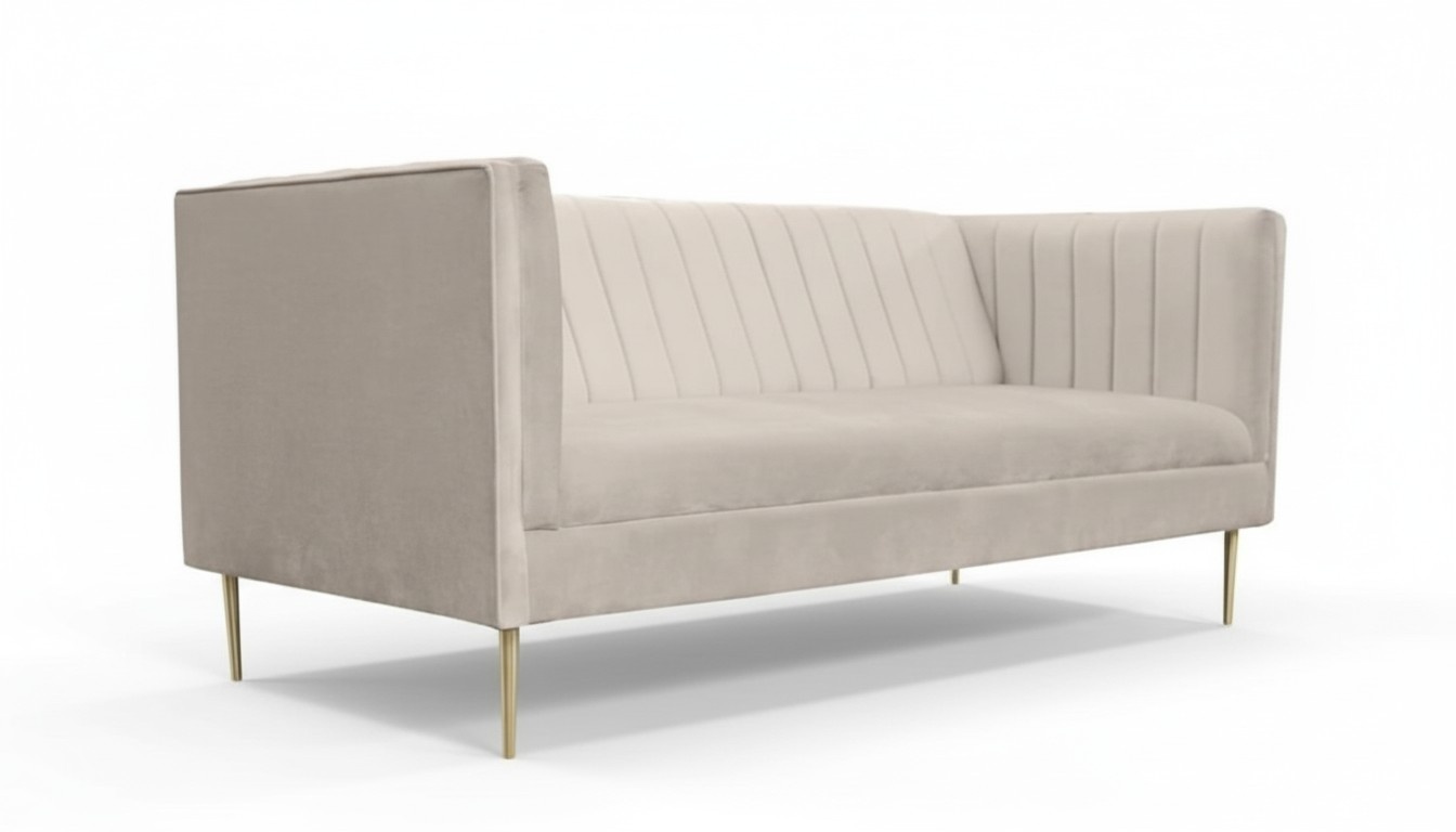 Italienische Möbel Dreisitzer Modern Design Couchen Sofa Textil Stoff Samt Beige