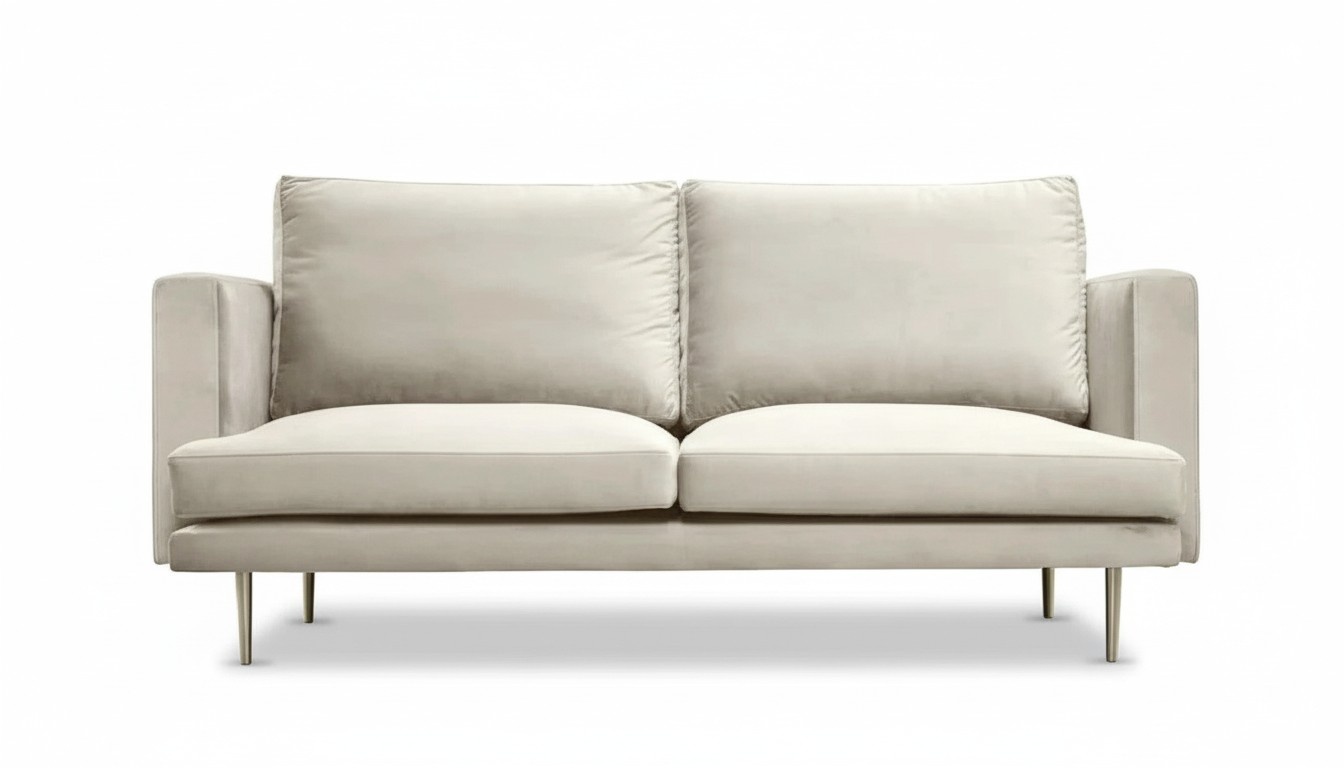 Italienische Möbel Dreisitzer Modern Design Couchen Sofa Textil Samt Beige Stoff