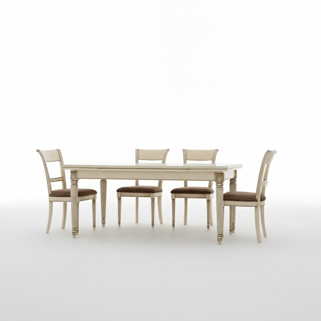 Italienische Stil Esstisch 4x Stühle Holz Tisch Essgarnitur Design 5tlg