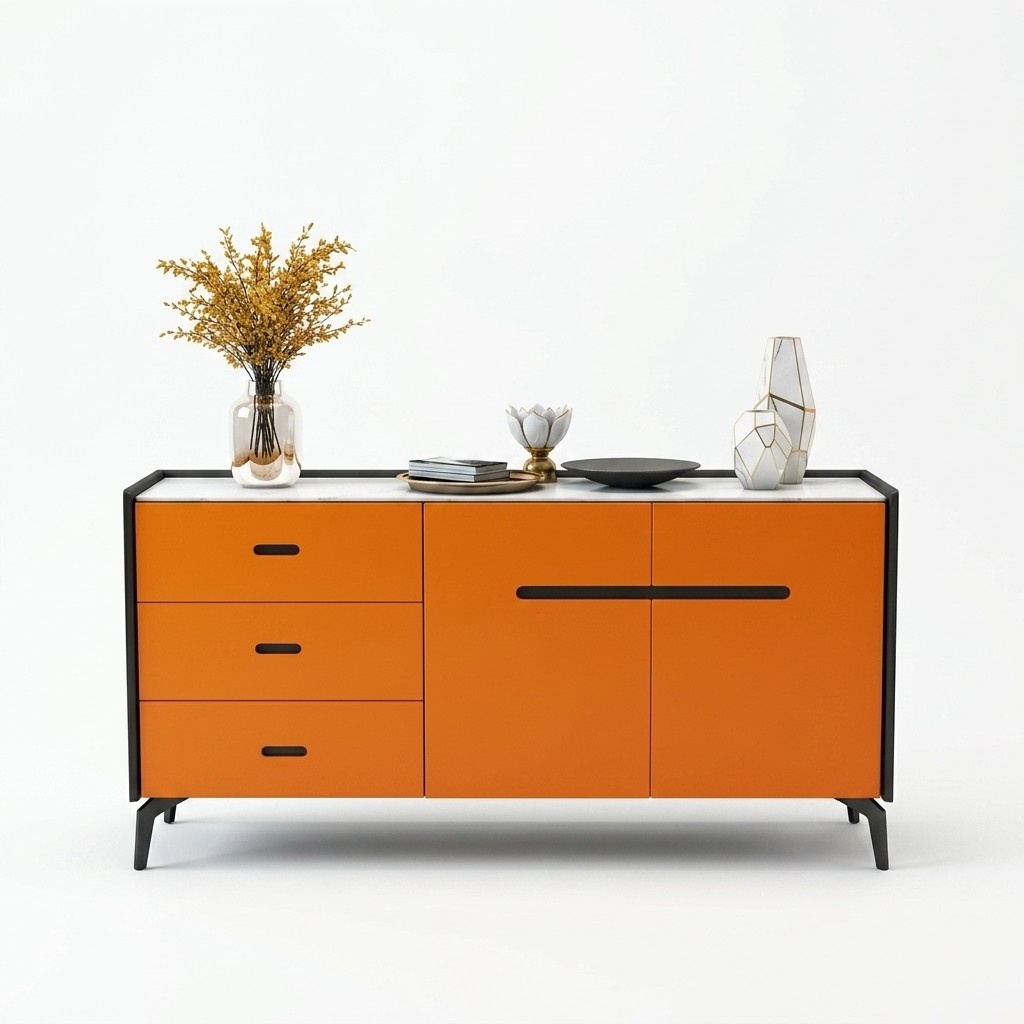 Italienische Stil Möbel Hoch Kommode Designer Schrank Schränke Orange Sideboard
