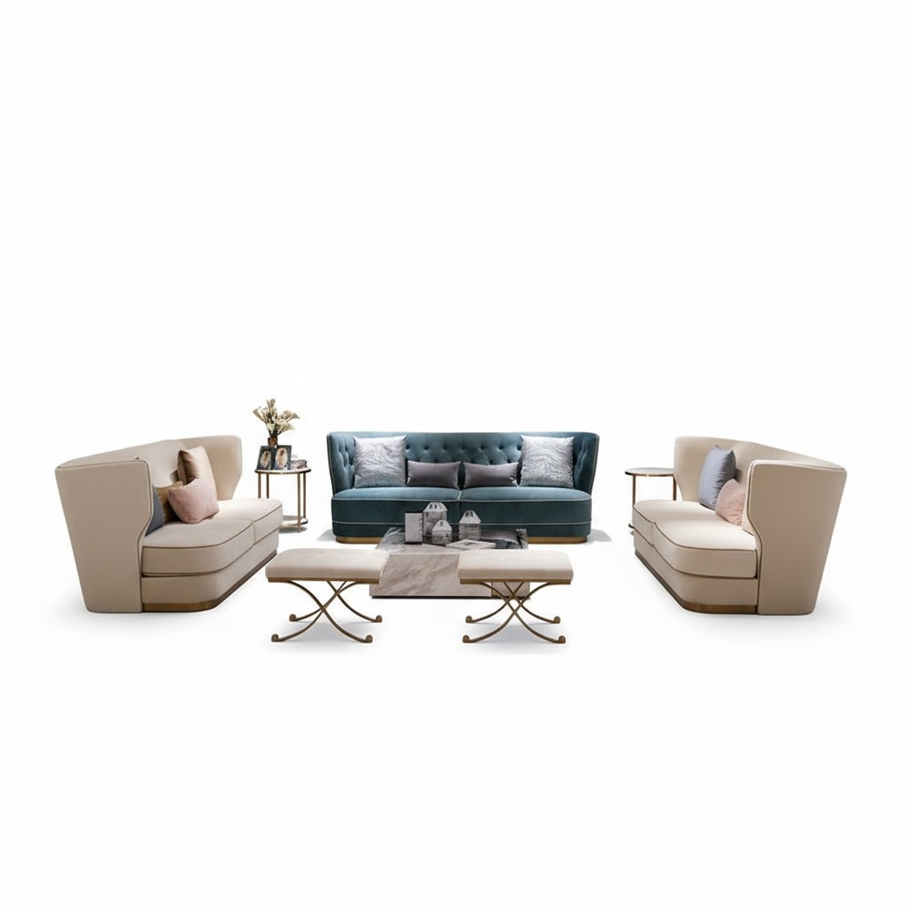 Italienische Stil Sofagarnitur Sofa Couch Komplett Set 3+2+2 Sitzer Garnituren