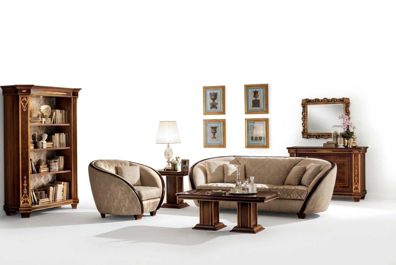 Italienische Wohnzimmer Sitz Polster Möbel Sofagarnitur 3+2+1 Komplett
