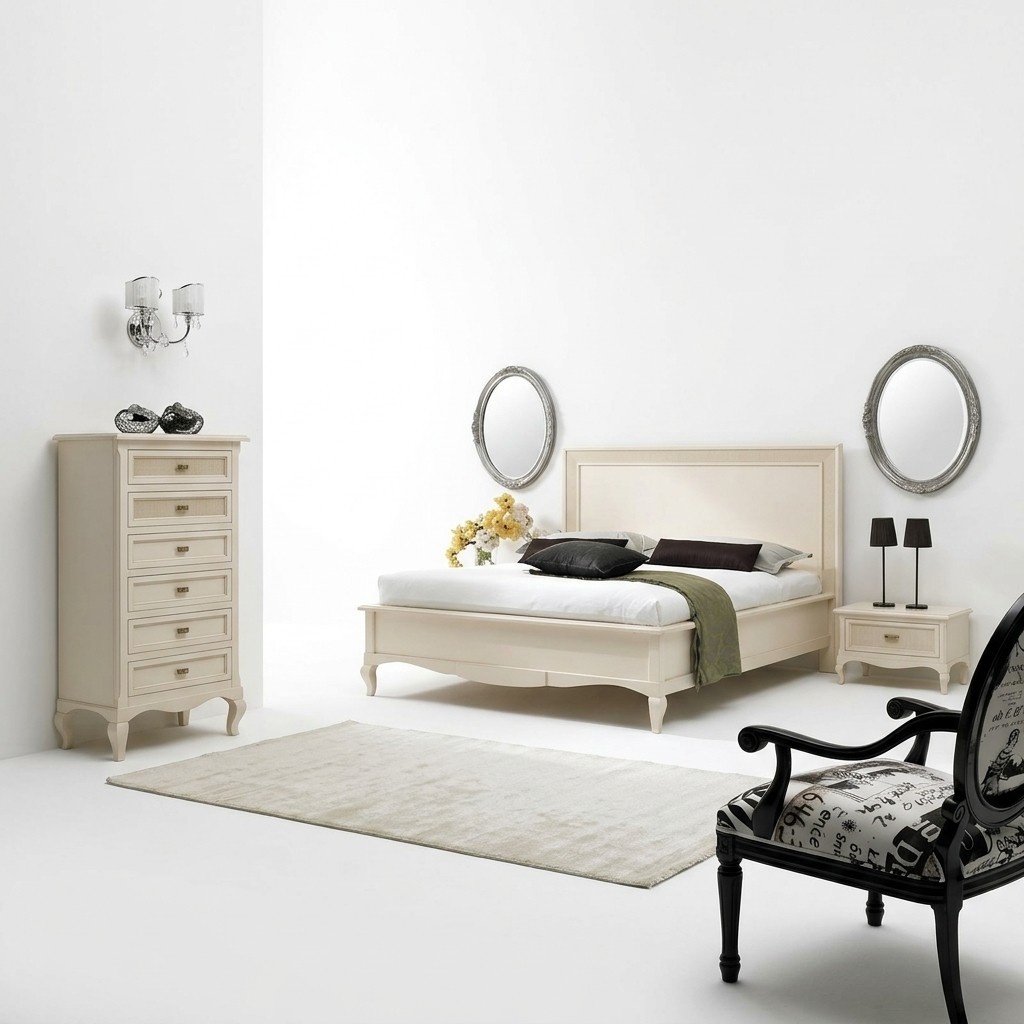 Italienisches Schlafzimmer Möbel Bett Nachttisch Massive Holz Betten Set 4tlg.