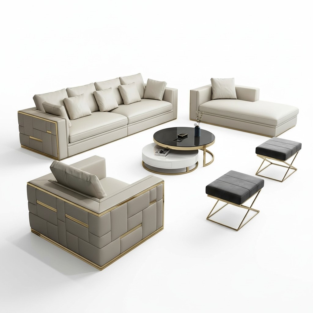 Italy Design Möbel Sofa Couch Polster Komplett Set Garnitur 4+1+1 Couchen