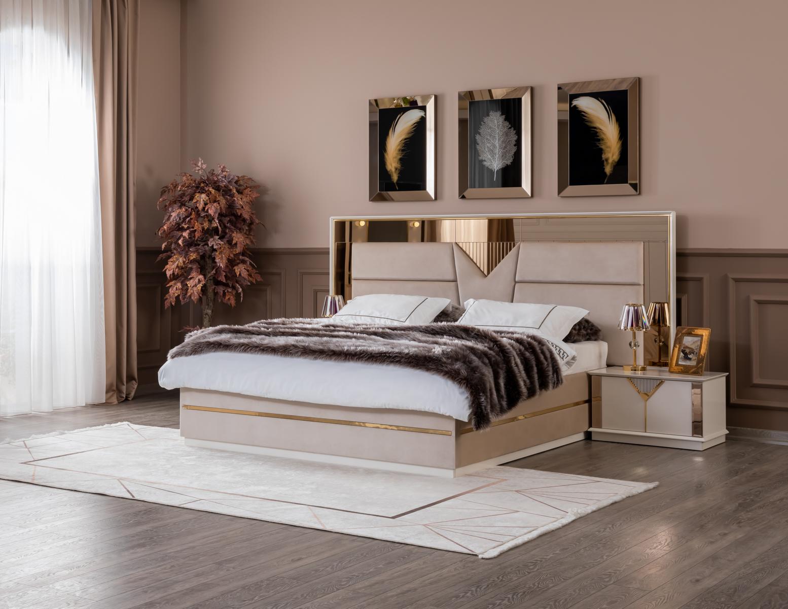 Goldenes Bett Doppelbett Schlafzimmer Betten Möbel Doppelbett Beige Sofort