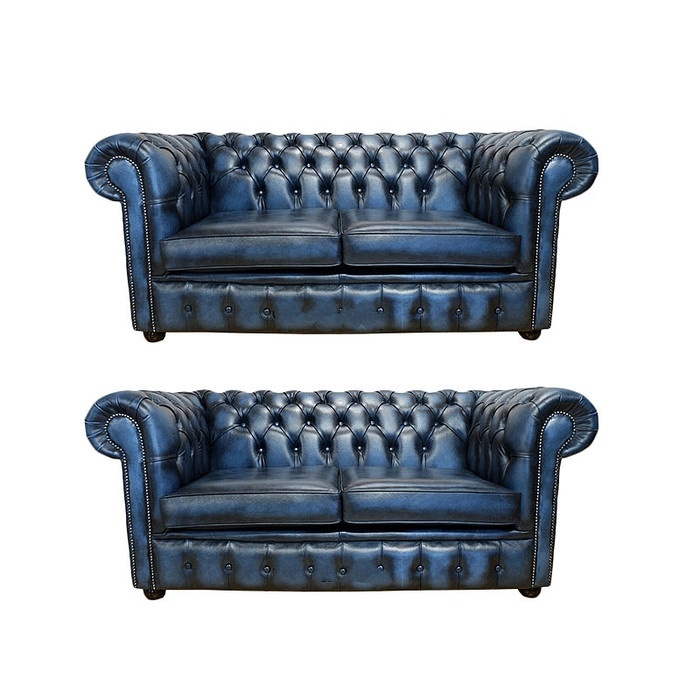 Chesterfield Couch Polster Sofas Klassischer Leder Schaffhau 2+2 Sitzer - 410