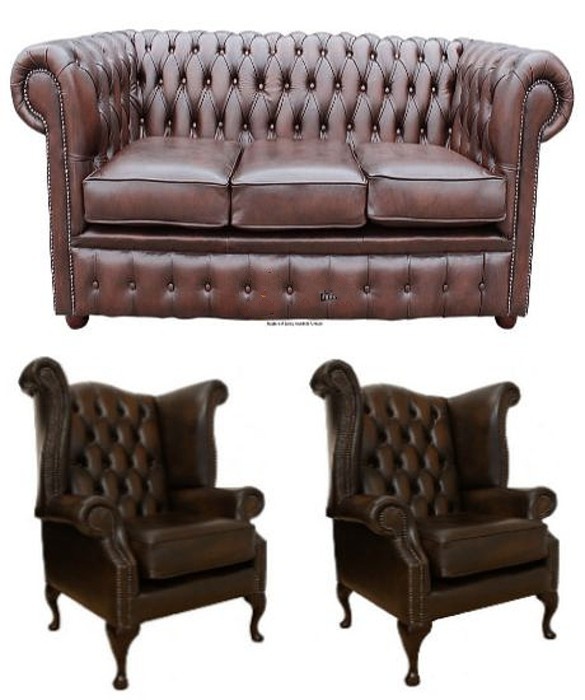 Chesterfield Sofagarnitur Leder Textil Chesterfield Komplett Set Sofa Couch 437