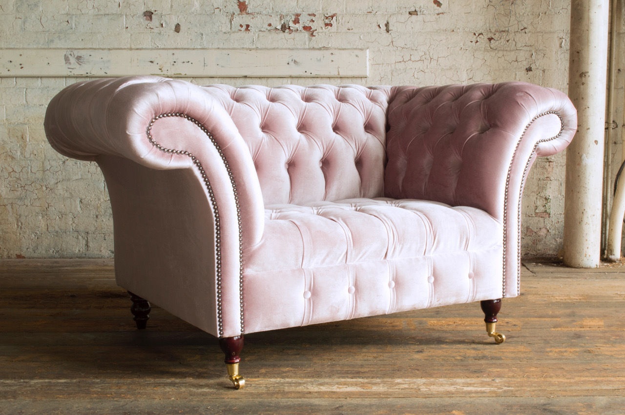 Chesterfield Design Polster Sessel Fernseh Couch 1 Sitzer Garnitur Textil