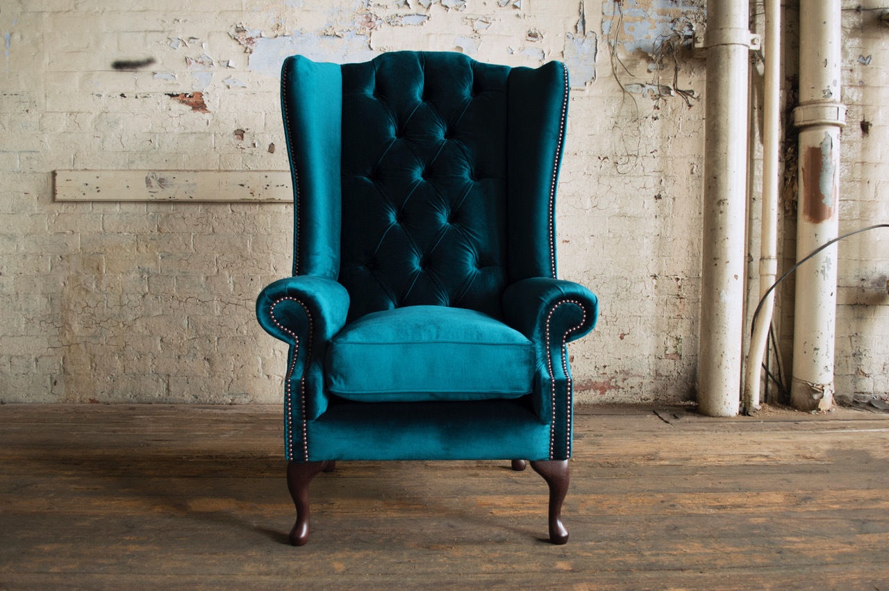 Ohrensessel Sessel Fernseh Design Polster Sofa Couch Chesterfield Textil