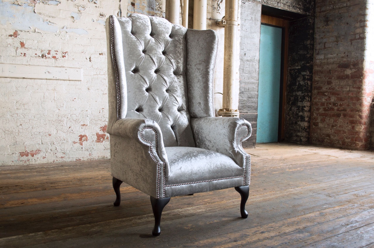 Ohrensessel Sessel Fernseh Design Polster Sofa Couch Chesterfield Textil