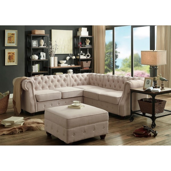 Chesterfield Couch Polster Sofas Klassischer Textil Schaffhau Ecksofa - 340
