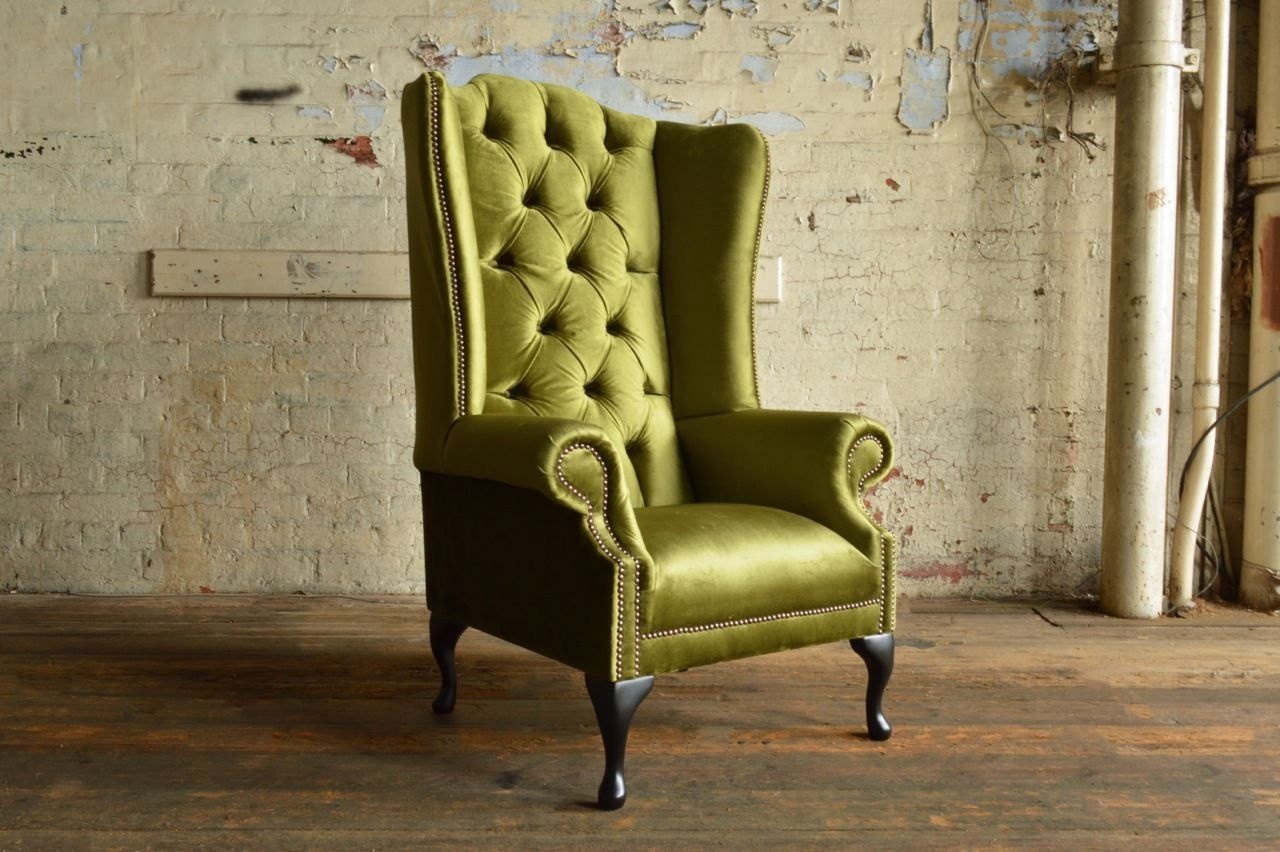 Ohrensessel Sessel Fernseh Design Polster Sofa Couch Chesterfield Textil