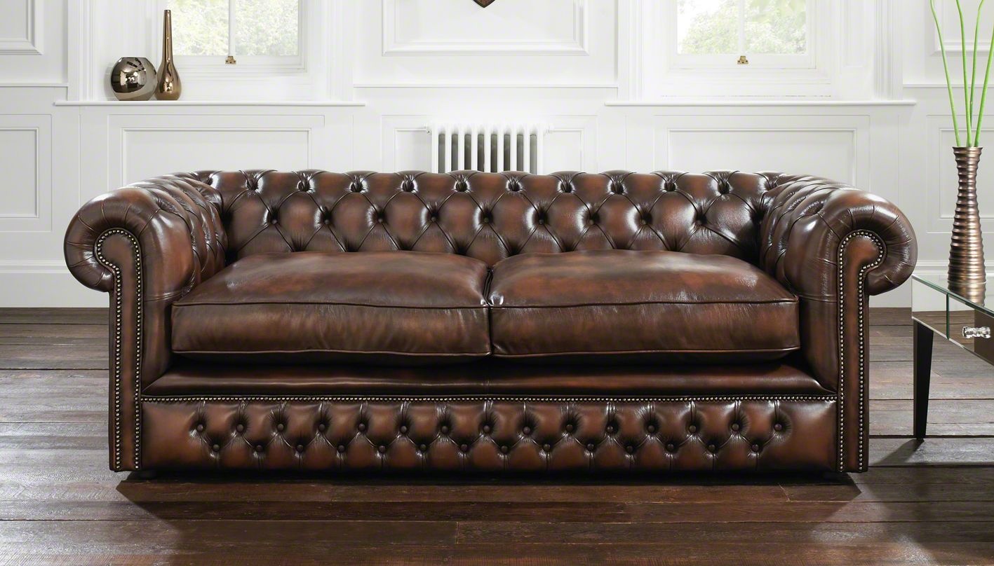 Chesterfield Couch Polster Sofas Klassische Leder Textil Sofa 3 Sitzer Neu