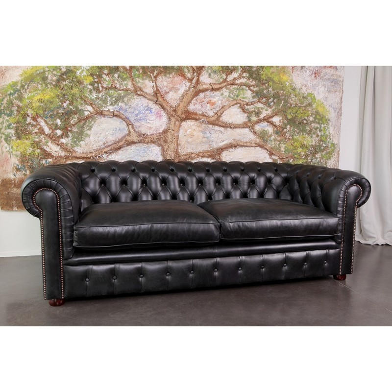 Chesterfield Couch Polster Sofas Klassische Leder Textil Sofa 3 Sitzer Neu