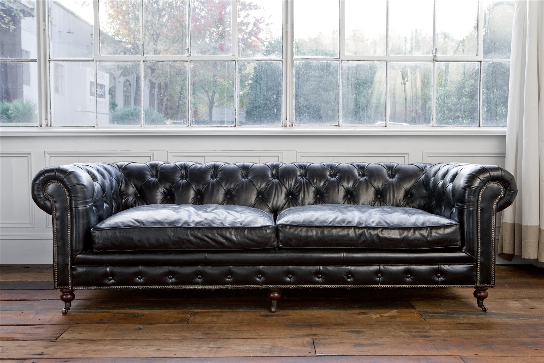 Chesterfield Couch Polster Sofas Klassische Leder Textil Sofa 4 Sitzer Neu - 292
