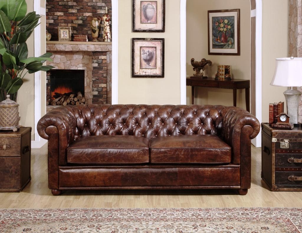 Chesterfield Couch Polster Sofas Klassischer Sitz Leder Textil 3 Sitzer - 296