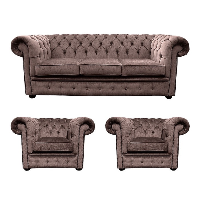Chesterfield Couch Polster Klassischer Leder Schaffhau 3+1+1 Sitzer 70