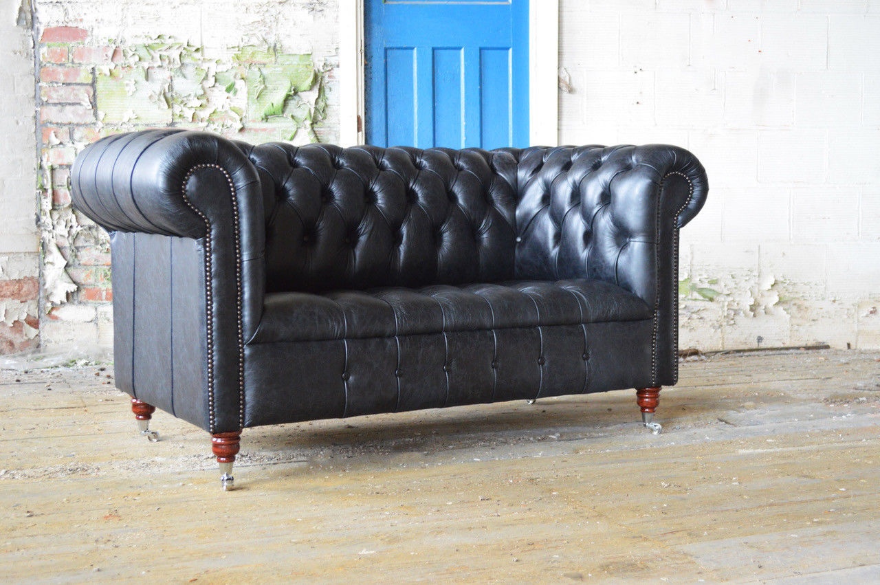 Chesterfield Design Luxus Polster Sofa Couch Sitz Garnitur Leder Textil Neu #R2