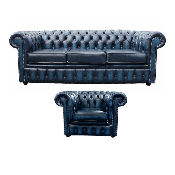 Sofagarnitur Chesterfield Polster Sofa Couch Set 3+1 Garnitur Leder Textil Stoff
