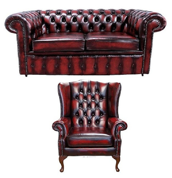 Chesterfield Design Sofagarnitur Ohrensessel Sofa Couch Set Polster Garnitur Neu