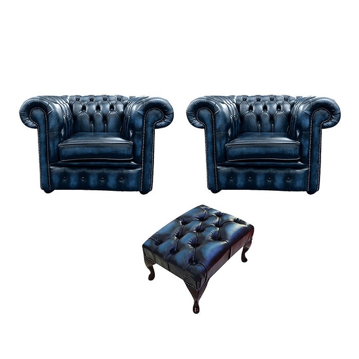 Sofagarnitur Sofa Couch Fernseh Sessel Lounge Club Chesterfield + Hocker Neu