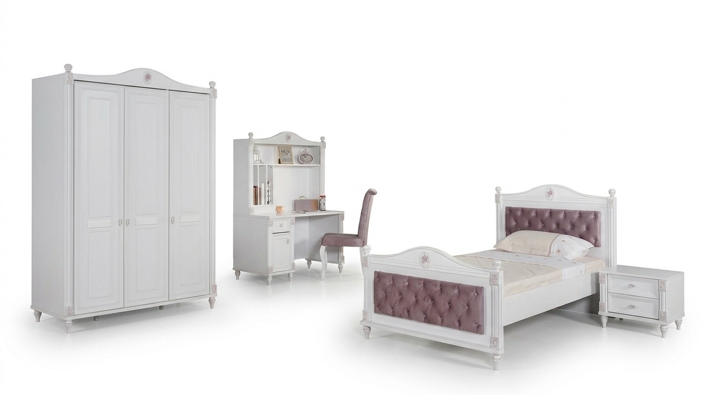Jugendzimmer Bett Nachttisch Kleiderschrank Schreibtisch Schlafzimmer 4tlg Set