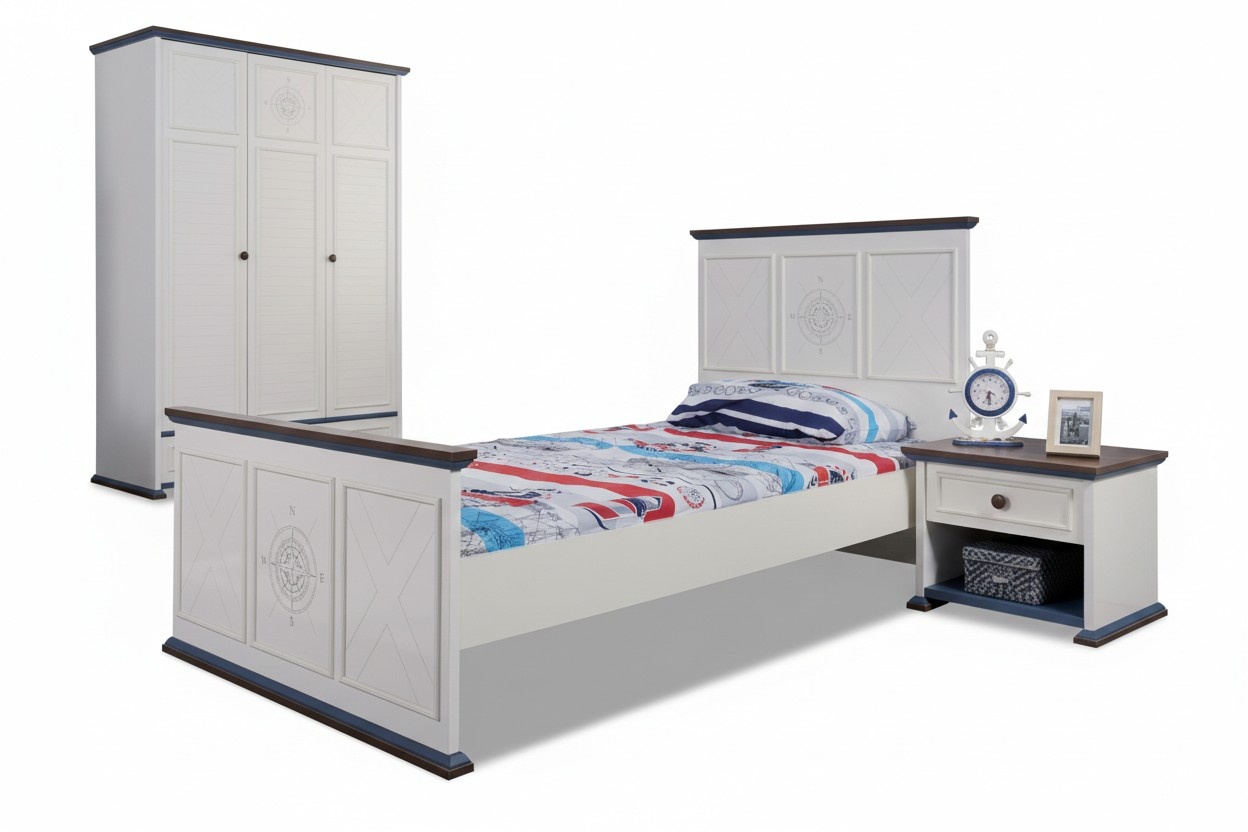 Jugendzimmer Bett Nachttisch Möbel Kleiderschrank Komplette 3tlg. Neu