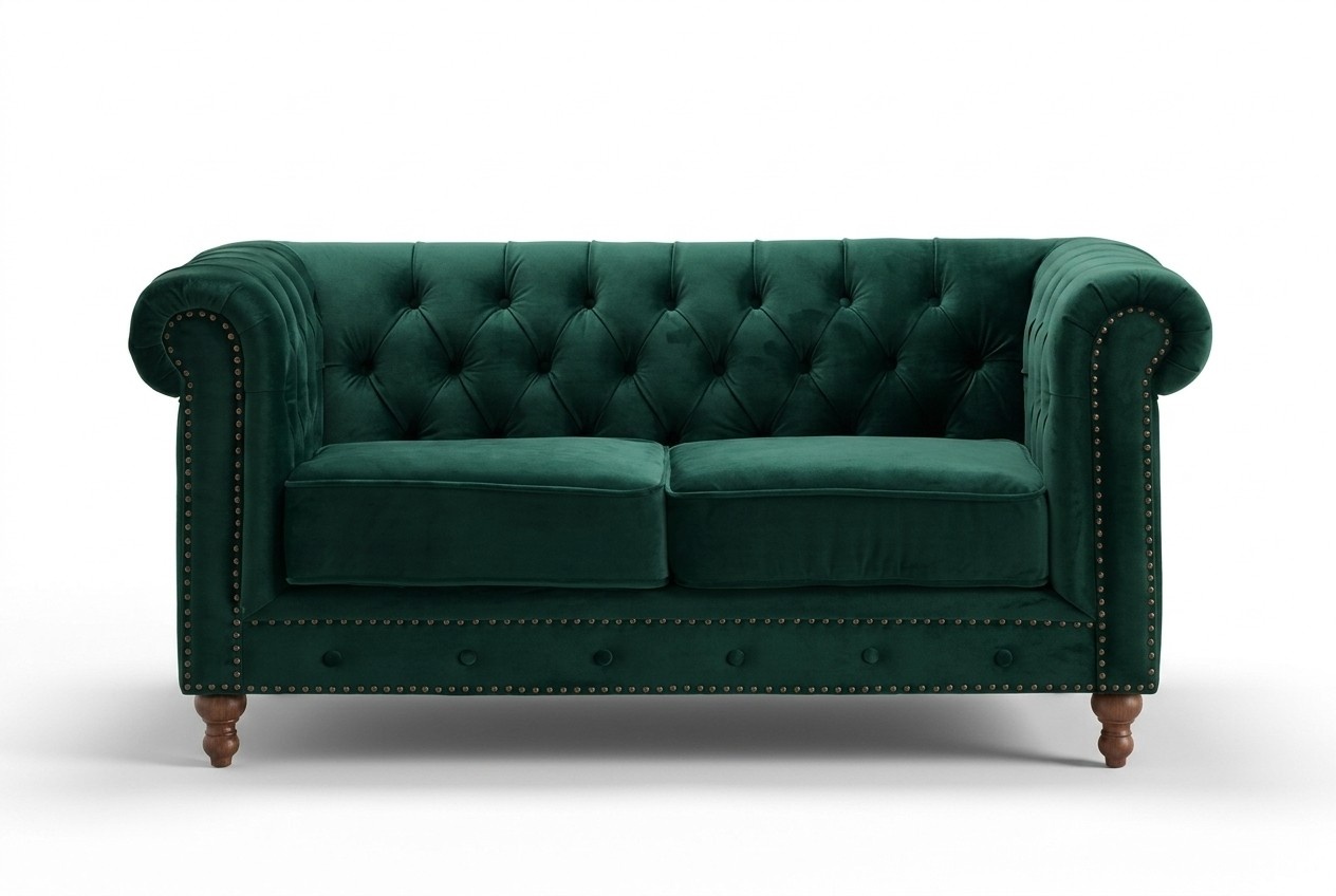 jvmoebel ® - Textil Sofa Couch - Grüne Polster Zweisitzer Couch Garnitur