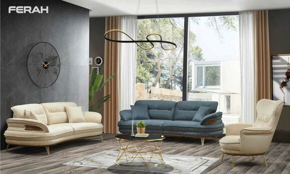 Sofagarnitur 3+3+1 Sitzer Sofa Sessel Sofas Garnitur Sitz Luxus Set