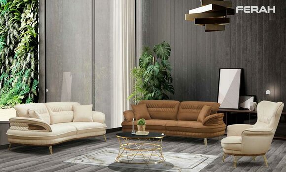 Luxus Sofagarnitur 3+3+1 Sitzer Dreisitzer Sofa Sofas Sessel Design