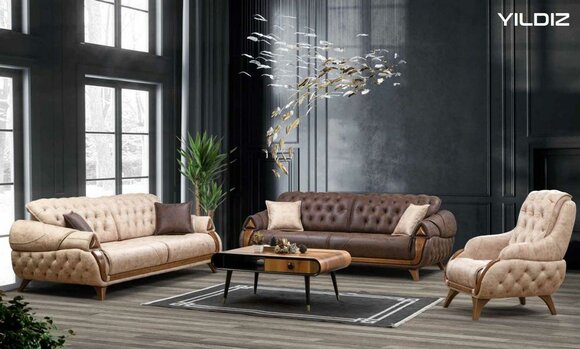 Sofa 3 Sitzer Sofas Leder Dreisitzer Polster Design Wohnzimmer Möbel