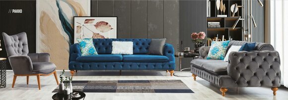 Sofagarnitur Sofa 3+3+1 Sitzer Chesterfield Sessel Set Mehrfarbig
