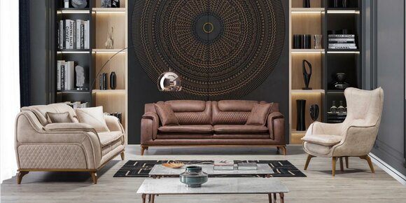 Sofa Braun 3 Sitzer Wohnzimmer Klassische Italienischer Stil 3er