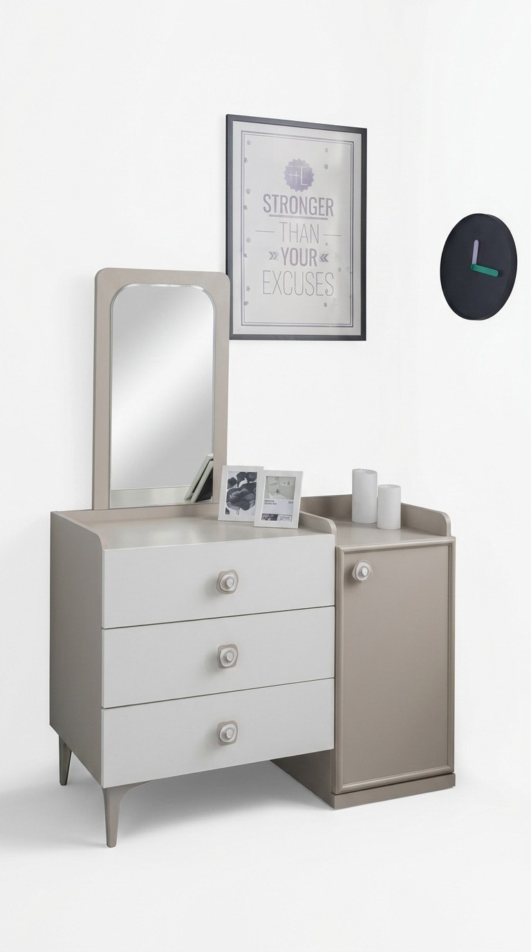 Kinder Kommode Mit Spiegel Beige Modern Kommoden Designer Luxus Holz