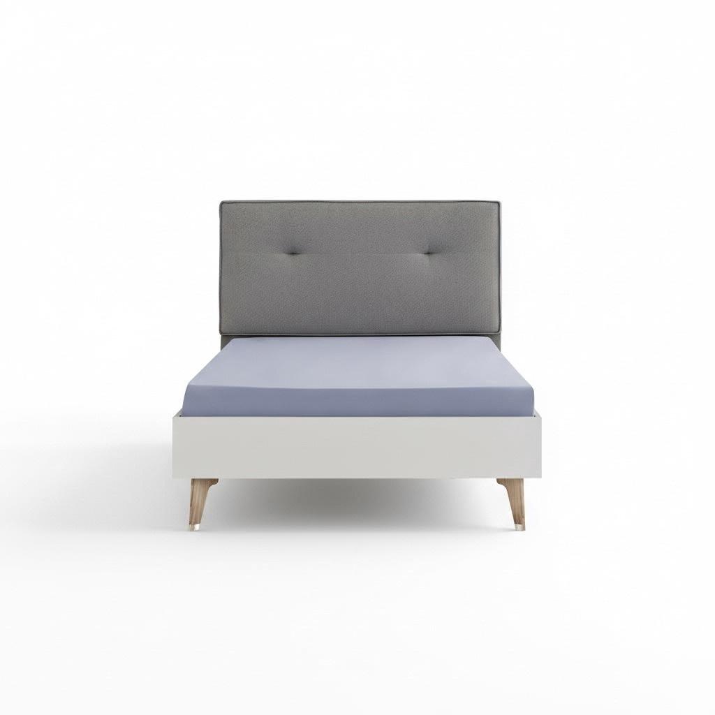 Kinderbett Bett 120 cm Jugendbett Holz Grau Kinderzimmer Stoff Modern