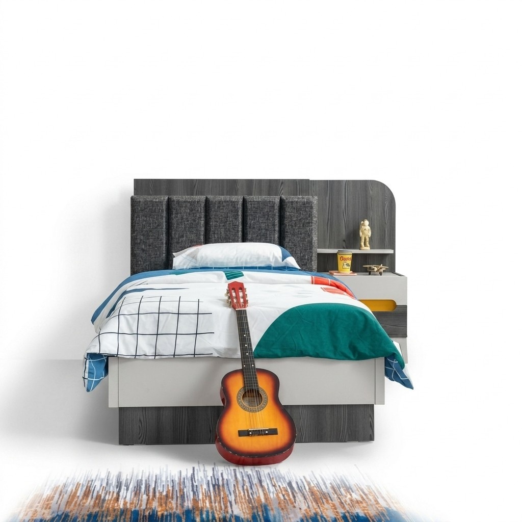 Kindermöbel Kinderbett Nachttisch Luxuriöser Modern Holz Hochwertig Möbel Grau