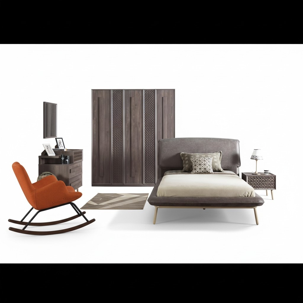 Kindermöbel Kinderzimmer Garnitur Jugendbett Bett Holz Grau Set 5tlg