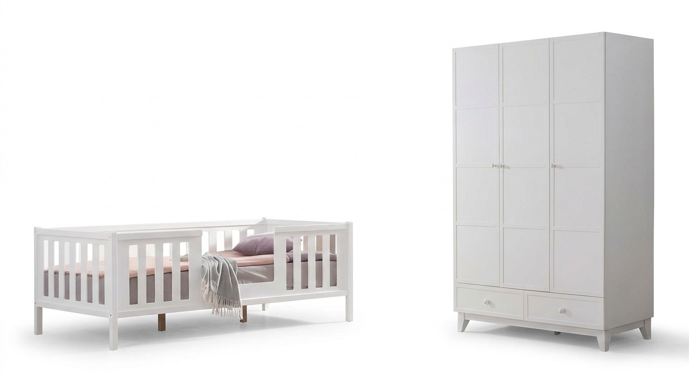 Kinderzimmer 2tlg Schlafzimmer Möbel Komplettzimmer Jugendzimmer Weiß