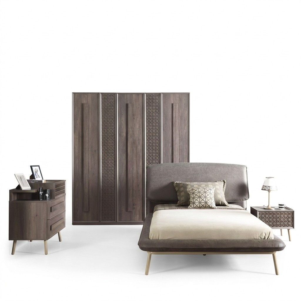 Kinderzimmer Garnitur Jugendbett Kindermöbel Bett Holz Grau Set 5tlg