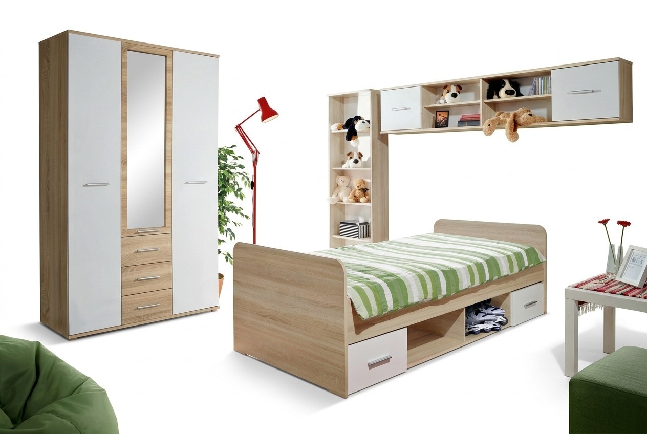 Kinderzimmer Set Bett Nachttisch Designer Kleiderschrank Modern Einrichtung 4tlg