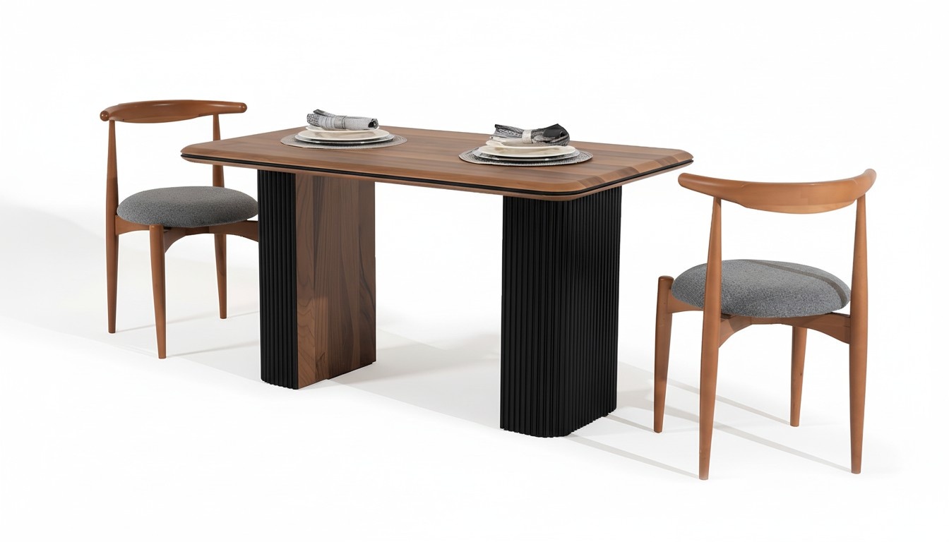 Klassischе Garnitur Essgruppe Esszimmer Esstisch Stühle 3tlg Braun