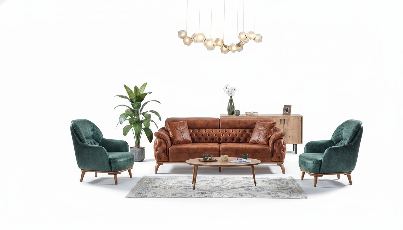 Klassisch Sofagarnitur 3+3+1 Sitzer Chesterfield Sessel Möbel Sofa