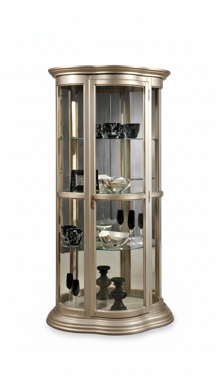 Klassisch Vitrinen Glas Schrank Vitrine Holz Wohnzimmer Luxus Braun