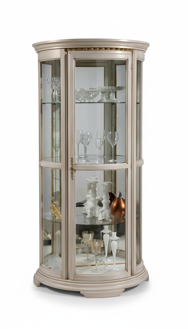 Klassisch Vitrinen Glas Holz Schrank Vitrine Wohnzimmer Luxus Braun